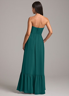 Azazie Kailee Bridesmaid Dresses Peacock A-Line with Pockets Chiffon Dress image6