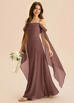 Azazie Moana Junior Linia A Pofałdowany Szyfon Długość podłogi Młodsza druhna Sukienka image2