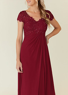Azazie Jet Kleider für die Brautmutter A-Linie Pailletten Chiffon Kleid Burgunderrot image7