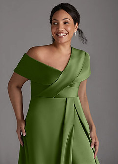 Azazie Milton Mother of the Bride Dresses Juniper A-Line Pleated Stretch Satin Dress image13