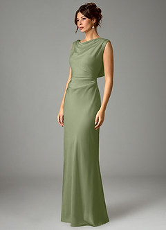 Azazie Kieryn Bridesmaid Dresses Pistachio Mermaid Pleated Stretch Satin Dress image3
