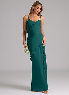 Azazie Nancie Bridesmaid Dresses Peacock Mermaid Ruched Chiffon Dress image5