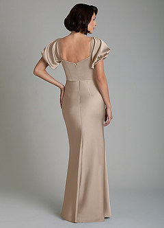 Azazie Lea Bridesmaid Dresses Taupe Mermaid Off the Shoulder Stretch Satin Convertible Dress image2