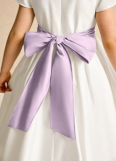 Azazie Deary Flower Girl Dresses Ivory Frosted Lilac A-Line Bow Cotton Dress image8
