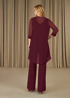 Azazie Maura At-home Try On Dresses Cabernet Jumpsuit/Pantsuit Sequins Chiffon Dress image3
