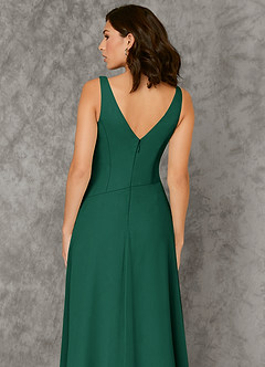 Azazie Kori Bridesmaid Dresses Emerald A-Line Pleated Chiffon Dress image5