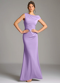 Azazie Nazanin Bridesmaid Dresses Lilac Mermaid Off the Shoulder Premium Stretch Jersey Dress image1