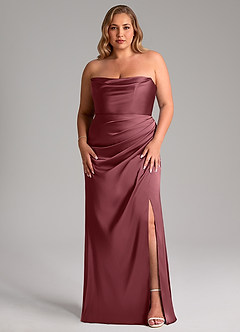 Azazie Leonis Bridesmaid Dresses Desert Rose Mermaid Pleated Stretch Satin Convertible Dress image9