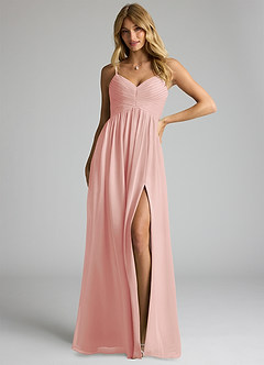 Azazie Alia Bridesmaid Dresses Rosette A-Line Pleated Chiffon Dress image1