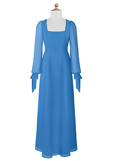 Azazie Leonia Junior A-Linie mit Taschen Chiffon Kleid Blauhäher image7