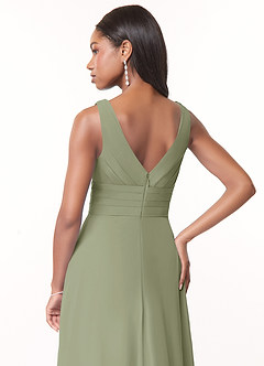 Azazie Julianna At-home Try On Dresses Butterscotch A-Line Chiffon Dress image4