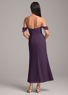 Azazie Saige Bridesmaid Dresses Plum Sheath Off the Shoulder Chiffon Convertible Dress image5