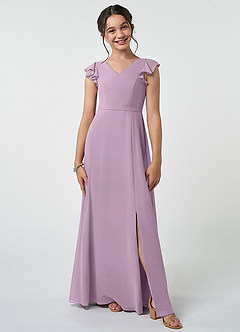 Azazie Claudine Junior Wisteria A-Line Pleated Chiffon Dress image1