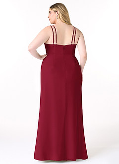 Azazie Leo Brautjungfernkleider Meerjungfrau-Linie V-Hals Gefaltet Chiffon Kleid Burgunderrot image8