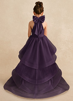Azazie Bev Flower Girl Dresses Plum A-Line Convertible Tulle Dress image1