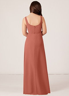 Azazie Renee Junior Clay A-Line Side Slit Chiffon Dress image2