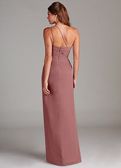 Azazie Eren Bridesmaid Dresses Desert Rose Sheath One Shoulder Chiffon Dress image7