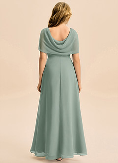 Azazie Emma Junior Robe Trapèze en Mousseline de soie Plissée Sauge D'argent image2