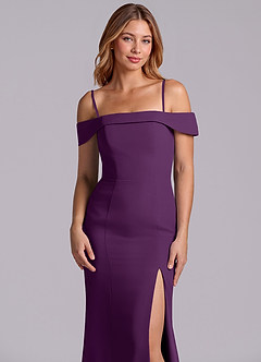 Azazie Luciana Bridesmaid Dresses Grape Sheath Off the Shoulder Chiffon Convertible Dress image7