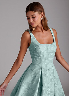 Azazie Amalie Bridesmaid Dresses Mist A-Line Pleated Floral Burnout Dress image5