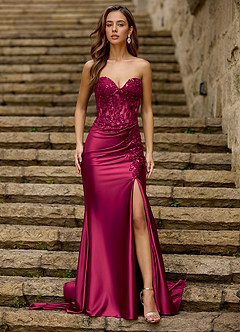 Emblace Borgoña Vestido de fiesta de sirena
