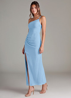 Azazie Eren Brautjungfernkleider Meerjungfrau-Linie One-Shoulder Chiffon Kleid Puderblau image5
