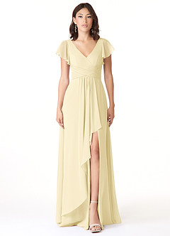 Azazie Omari Bridesmaid Dresses Lemon Sorbet A-Line Chiffon Dress image1