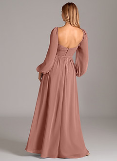 Azazie Alia Brautjungfernkleider A-Linie Langarm Chiffon Kleid Zedernrose image4