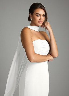 Azazie Saylor Bridesmaid Dresses White Mermaid Strapless Chiffon Dress image2