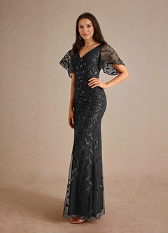 Azazie Milan Mère de la mariée Robes Robe Fourreau en Paillettes Noir image2
