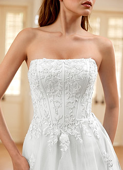 Pipery Ivory Corset Glitter-Tulle Ruffles Prom Dress image4