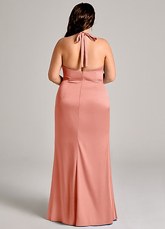 Azazie Valerie Jurken voor bruidsmeisjes Jurk van Stretch Satijn met Zeemeermin Geplooid Koraal image12