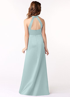 Azazie Laurel Junior Mist A-Line Stretch Satin Dress image3