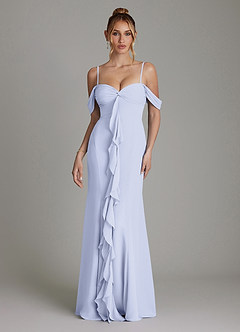 Azazie Karmela Bridesmaid Dresses Lavender A-Line Off the Shoulder Chiffon Dress image4
