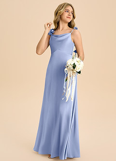 Azazie Gumdrop Junior Ice Empire Pleated Stretch Satin Dress image4