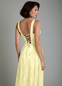 Azazie Persia Robes de demoiselle d'honneur Robe Trapèze en Jacquard floral dévoré Corset Sorbet Citron image4