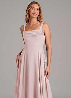 Azazie Shaude Bridesmaid Dresses Blushing Pink A-Line Pleated Chiffon Dress image5