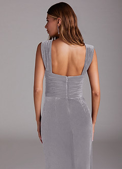 Azazie Genesis Bridesmaid Dresses French Lilac Sheath Pleated Velvet Dress image5