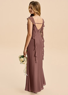 Azazie Cindy Junior Espresso A-Line Ruched Chiffon Dress image2
