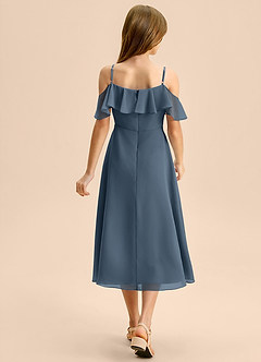 Azazie Kamilla Junior A-Linie Schulterfrei Chiffon Kleid Neptunblau image2