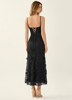 Lavinia Black 3D Flowers Corset Beading Maxi Dress image2