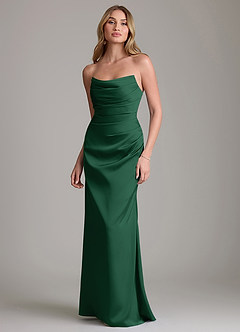Azazie Lucille Bridesmaid Dresses Dark Green Mermaid Strapless Stretch Satin Convertible Dress image1