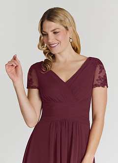Azazie Thais Abiti per la Madre della Sposa Abito A-Line in Chiffon Pizzo Cabernet image5