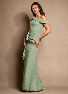 Azazie Hamptons Mother of the Bride Dresses Dusty Sage A-Line Pleated Floral Burnout Dress image2