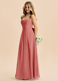 Azazie Bear Junior A라인 주름진 쉬폰 플로어 길이 주니어 신부 들러리 드레스 image5