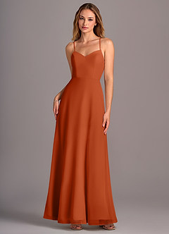 Azazie Mei Bridesmaid Dresses Burnt Orange A-Line Chiffon Dress image1
