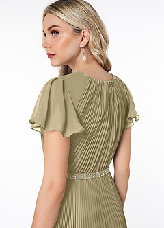 Azazie Kara Bescheiden Bruidsmeisjekleding A-Lijn Geplooid Chiffon Vloerlengte Jurk image6