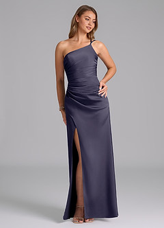 Azazie Eren Bridesmaid Dresses Stormy Mermaid One Shoulder Stretch Satin Dress image5