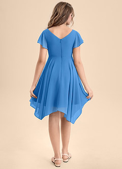 Azazie Janeaurelia Junior Abito A-Line in Chiffon Plissettato Blue Jay image2