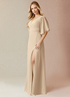 Azazie Cierra Bridesmaid Dresses A-Line V-Neck Chiffon Floor-Length Dress image3